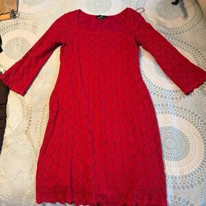 Ronni Nicole Red Lace Long Sleeve Dress